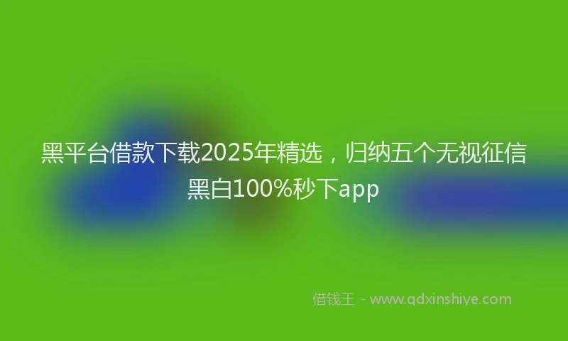 黑平台借款下载2025年精选，归纳五个无视征信黑白100%秒下app