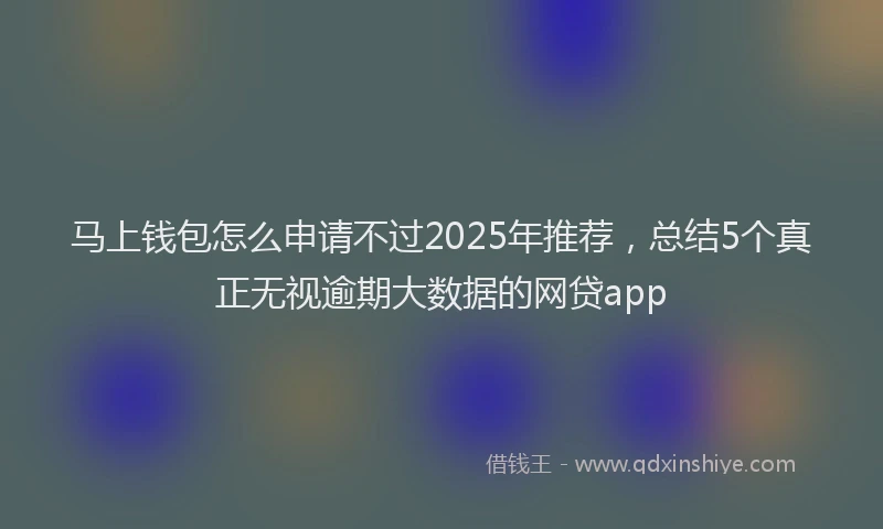 马上钱包怎么申请不过2025年推荐，总结5个真正无视逾期大数据的网贷app