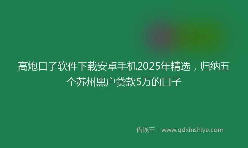 高炮口子软件下载安卓手机2025年精选，归纳五个苏州黑户贷款5万的口子