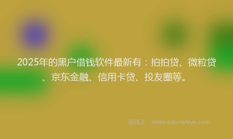 2025年的黑户借钱软件最新有：拍拍贷、微粒贷、京东金融、信用卡贷、投友圈等。