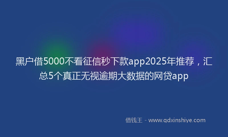 黑户借5000不看征信秒下款app2025年推荐，汇总5个真正无视逾期大数据的网贷app