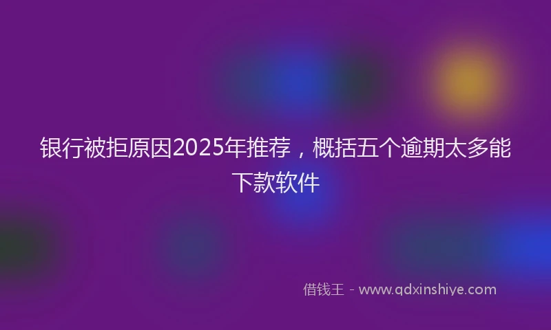银行被拒原因2025年推荐，概括五个逾期太多能下款软件