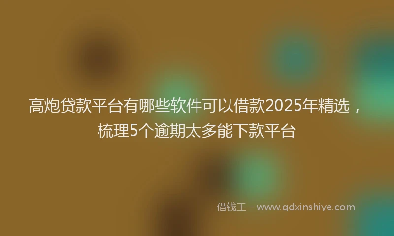 高炮贷款平台有哪些软件可以借款2025年精选，梳理5个逾期太多能下款平台