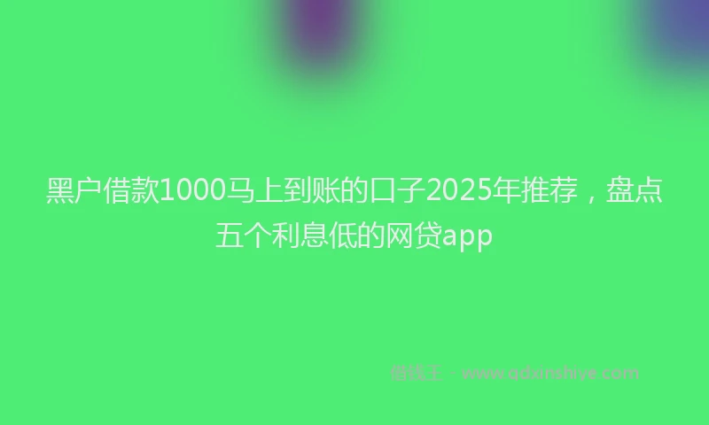 黑户借款1000马上到账的口子2025年推荐，盘点五个利息低的网贷app