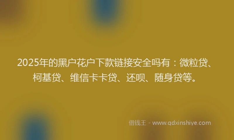 2025年的黑户花户下款链接安全吗有：微粒贷、柯基贷、维信卡卡贷、还呗、随身贷等。