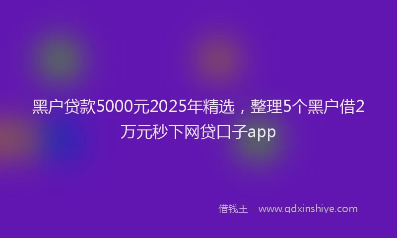 黑户贷款5000元2025年精选，整理5个黑户借2万元秒下网贷口子app