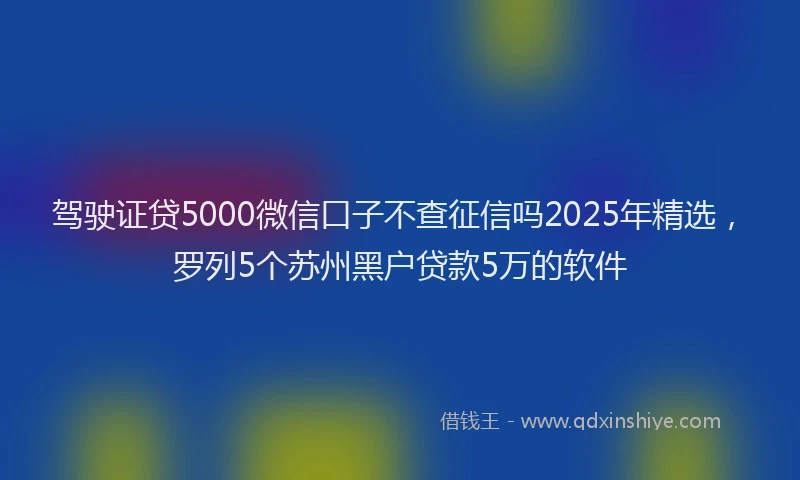 驾驶证贷5000微信口子不查征信吗2025年精选，罗列5个苏州黑户贷款5万的软件