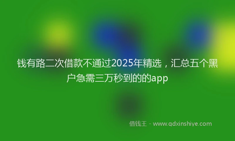 钱有路二次借款不通过2025年精选，汇总五个黑户急需三万秒到的的app