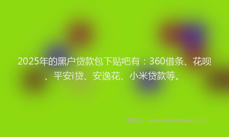 2025年的黑户贷款包下贴吧有：360借条、花呗、平安i贷、安逸花、小米贷款等。