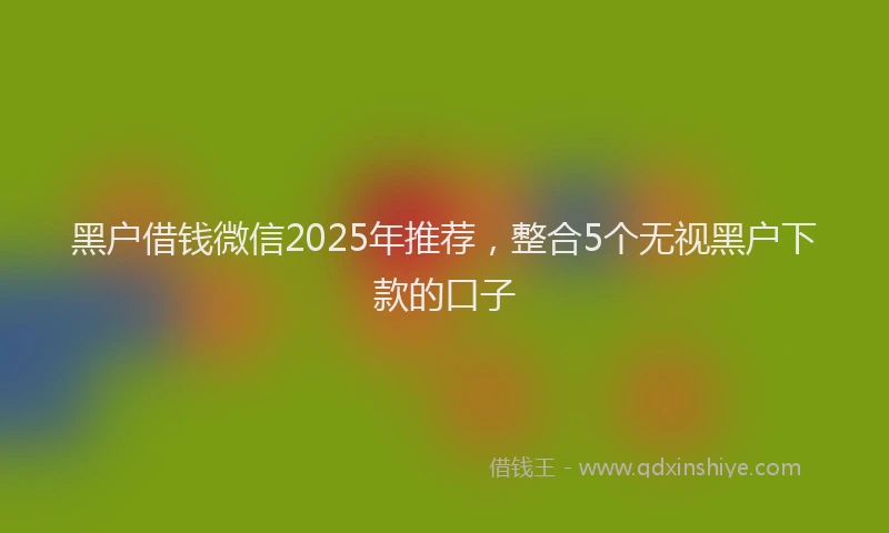 黑户借钱微信2025年推荐，整合5个无视黑户下款的口子