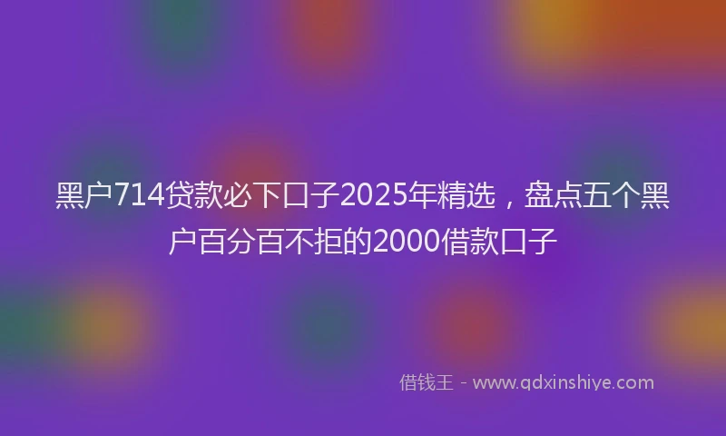 黑户714贷款必下口子2025年精选，盘点五个黑户百分百不拒的2000借款口子