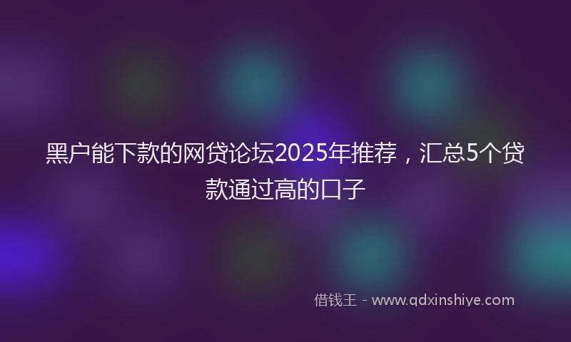黑户能下款的网贷论坛2025年推荐，汇总5个贷款通过高的口子