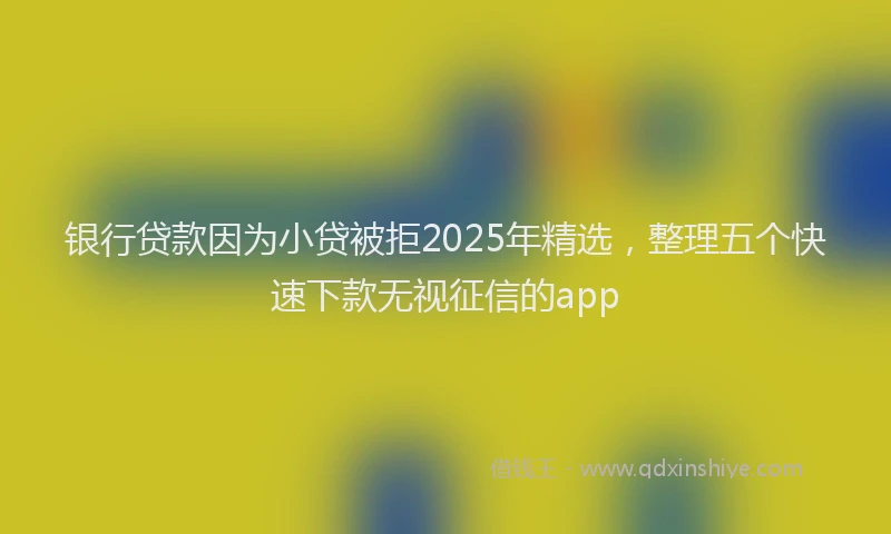银行贷款因为小贷被拒2025年精选，整理五个快速下款无视征信的app
