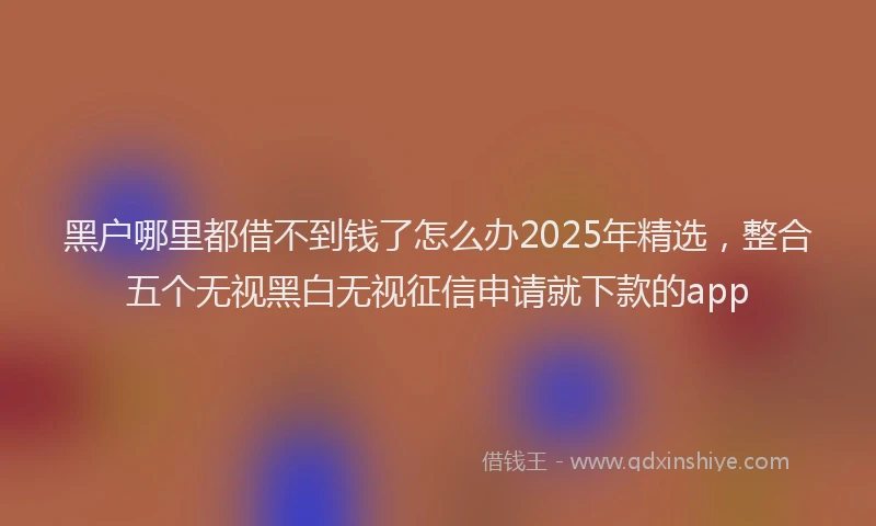 黑户哪里都借不到钱了怎么办2025年精选，整合五个无视黑白无视征信申请就下款的app