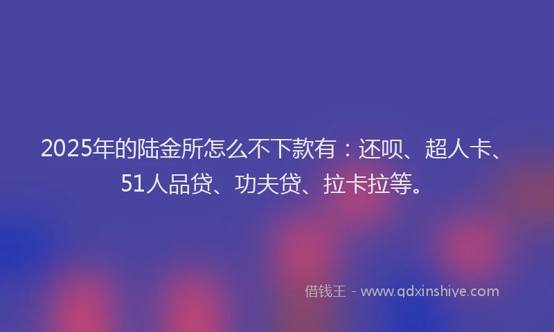 2025年的陆金所怎么不下款有：还呗、超人卡、51人品贷、功夫贷、拉卡拉等。