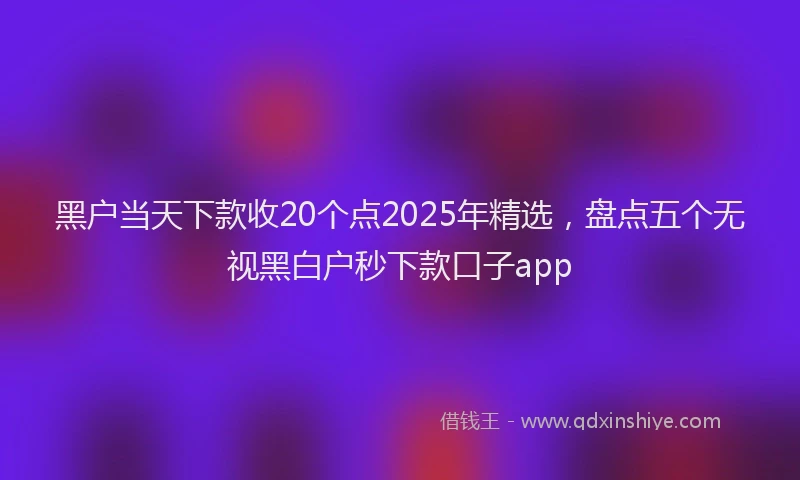 黑户当天下款收20个点2025年精选，盘点五个无视黑白户秒下款口子app