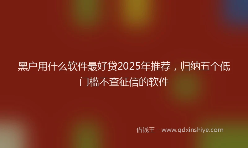 黑户用什么软件最好贷2025年推荐，归纳五个低门槛不查征信的软件