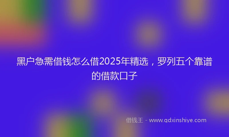 黑户急需借钱怎么借2025年精选，罗列五个靠谱的借款口子