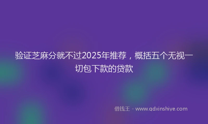 验证芝麻分就不过2025年推荐，概括五个无视一切包下款的贷款