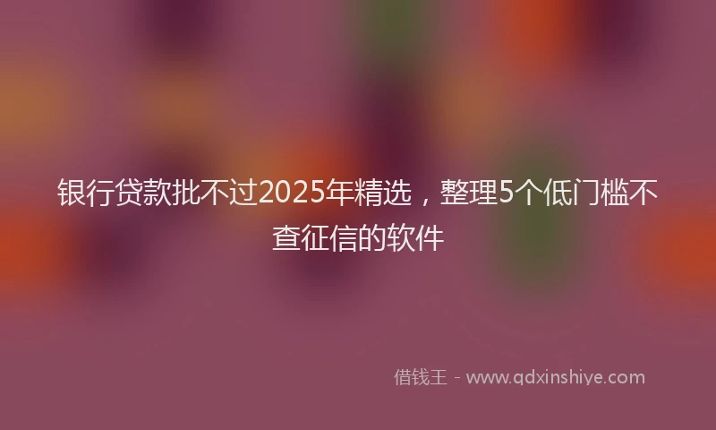 银行贷款批不过2025年精选，整理5个低门槛不查征信的软件