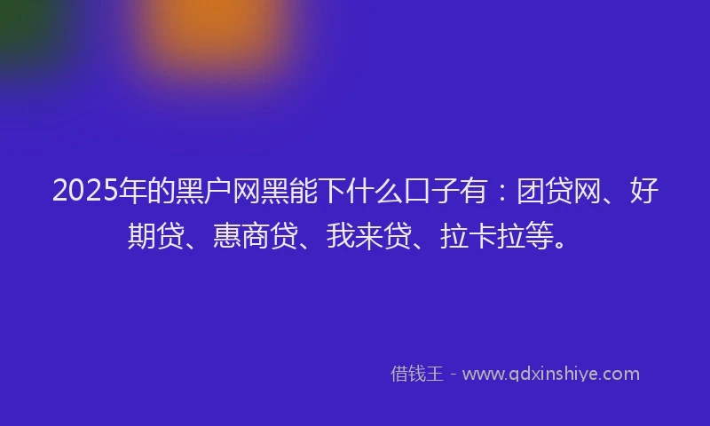 2025年的黑户网黑能下什么口子有：团贷网、好期贷、惠商贷、我来贷、拉卡拉等。