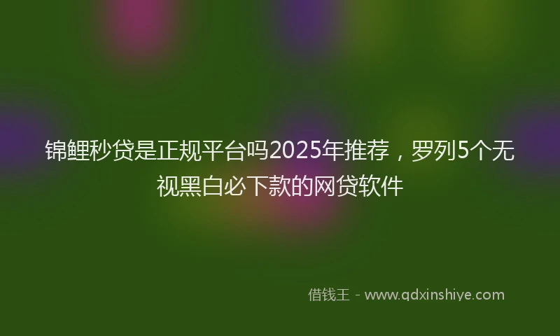 锦鲤秒贷是正规平台吗2025年推荐，罗列5个无视黑白必下款的网贷软件