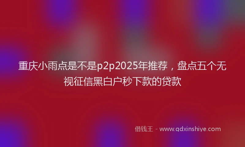 重庆小雨点是不是p2p2025年推荐，盘点五个无视征信黑白户秒下款的贷款