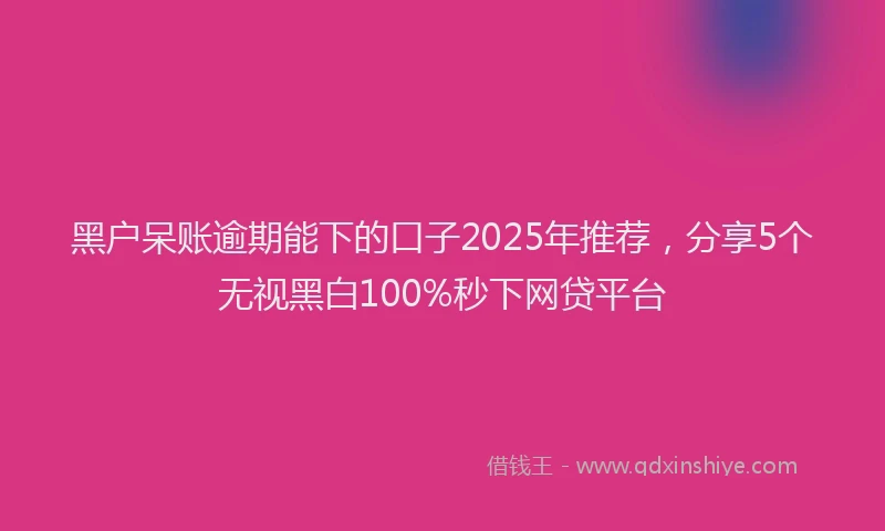 黑户呆账逾期能下的口子2025年推荐，分享5个无视黑白100%秒下网贷平台