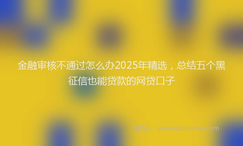 金融审核不通过怎么办2025年精选，总结五个黑征信也能贷款的网贷口子