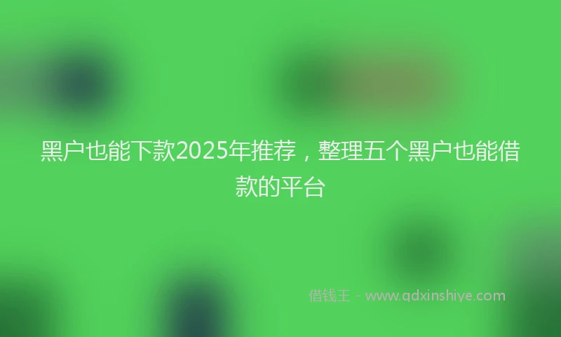 黑户也能下款2025年推荐，整理五个黑户也能借款的平台