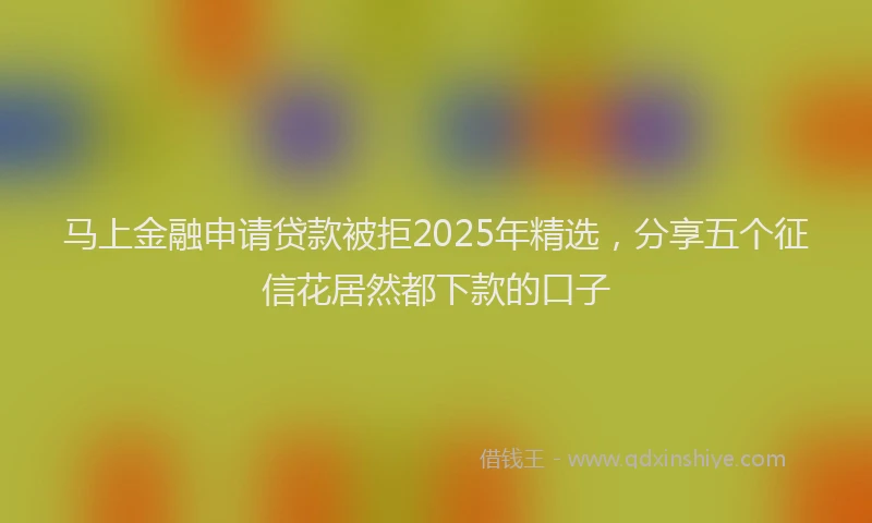 马上金融申请贷款被拒2025年精选，分享五个征信花居然都下款的口子