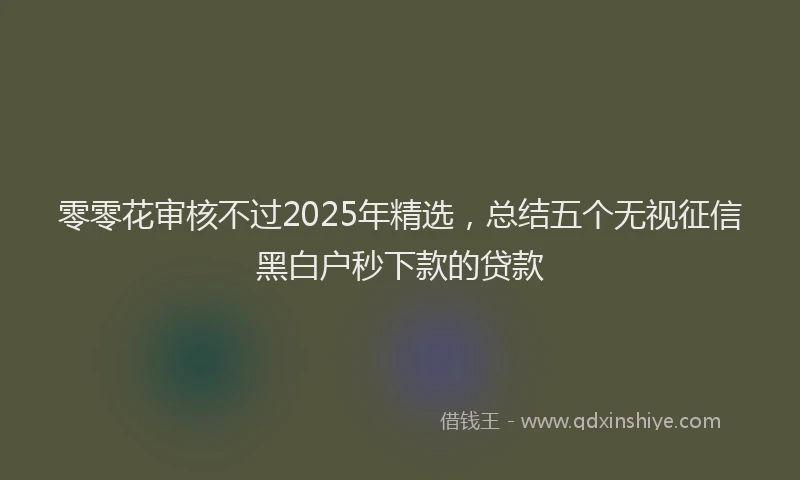 零零花审核不过2025年精选，总结五个无视征信黑白户秒下款的贷款