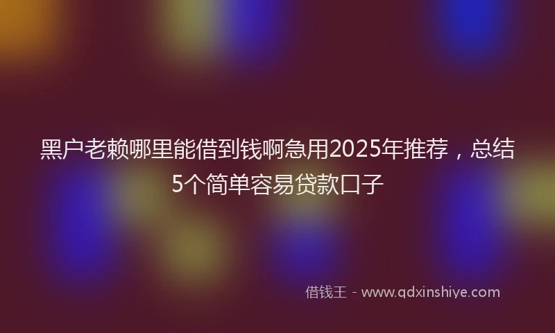 黑户老赖哪里能借到钱啊急用2025年推荐，总结5个简单容易贷款口子