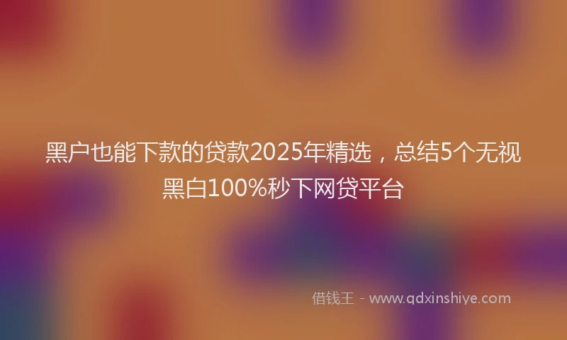 黑户也能下款的贷款2025年精选，总结5个无视黑白100%秒下网贷平台