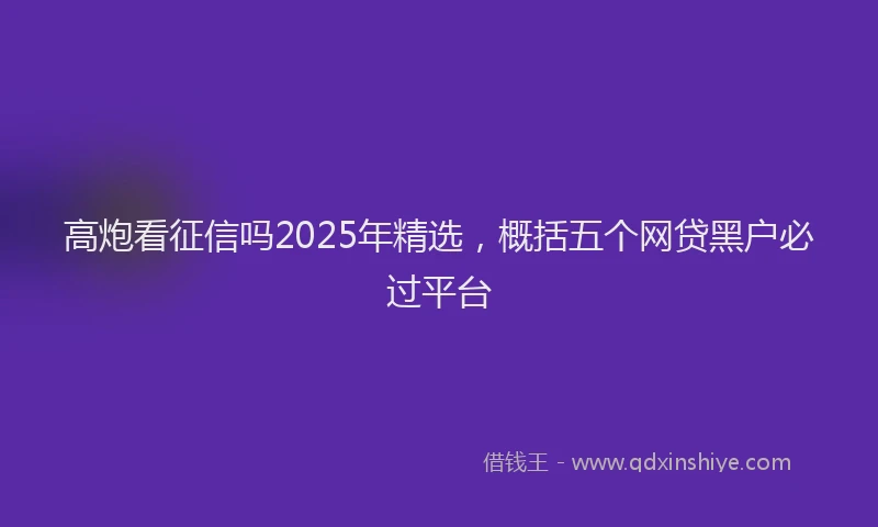 高炮看征信吗2025年精选，概括五个网贷黑户必过平台