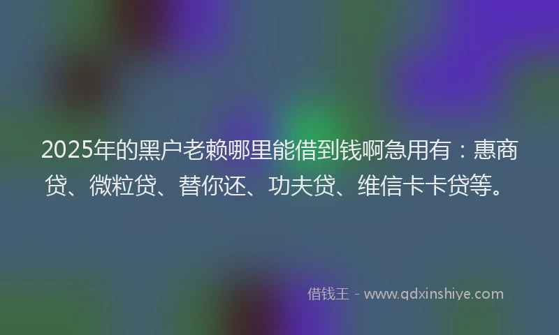 2025年的黑户老赖哪里能借到钱啊急用有：惠商贷、微粒贷、替你还、功夫贷、维信卡卡贷等。