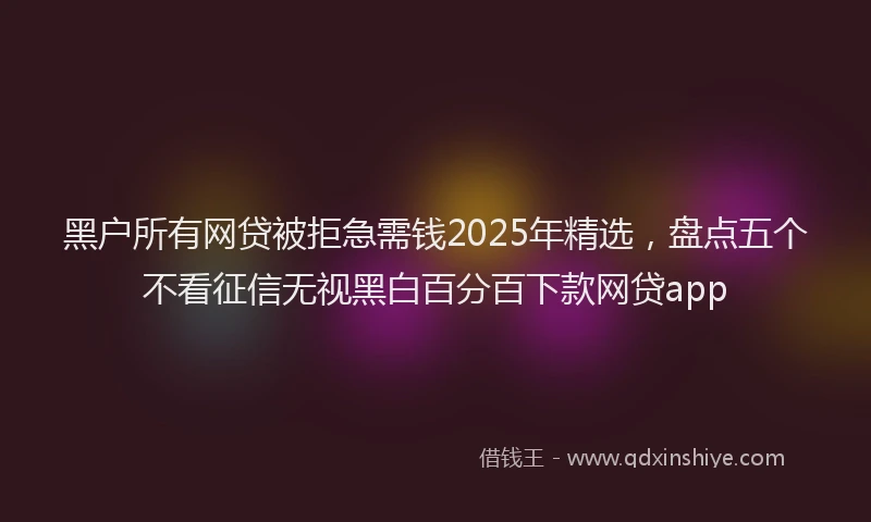 黑户所有网贷被拒急需钱2025年精选，盘点五个不看征信无视黑白百分百下款网贷app