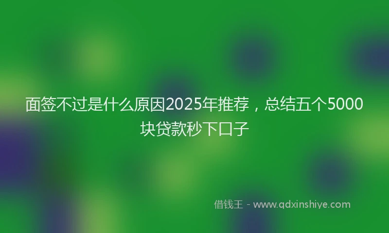 面签不过是什么原因2025年推荐，总结五个5000块贷款秒下口子
