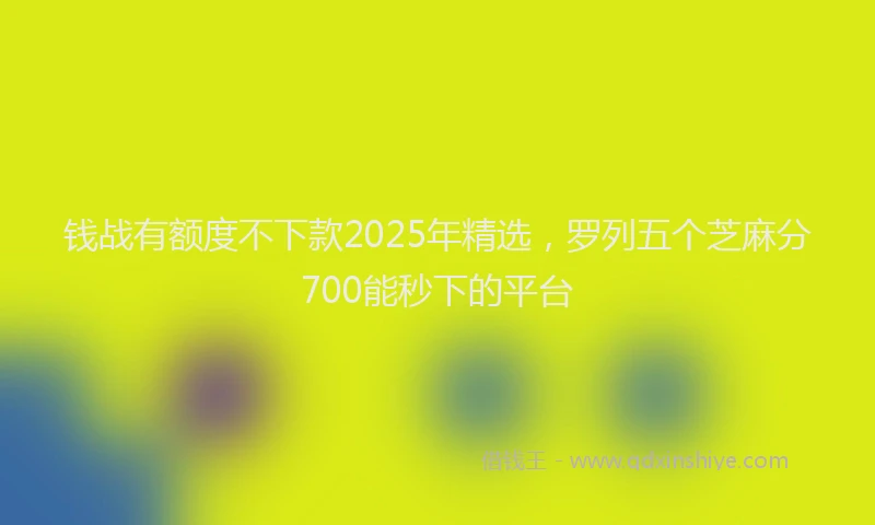 钱战有额度不下款2025年精选，罗列五个芝麻分700能秒下的平台