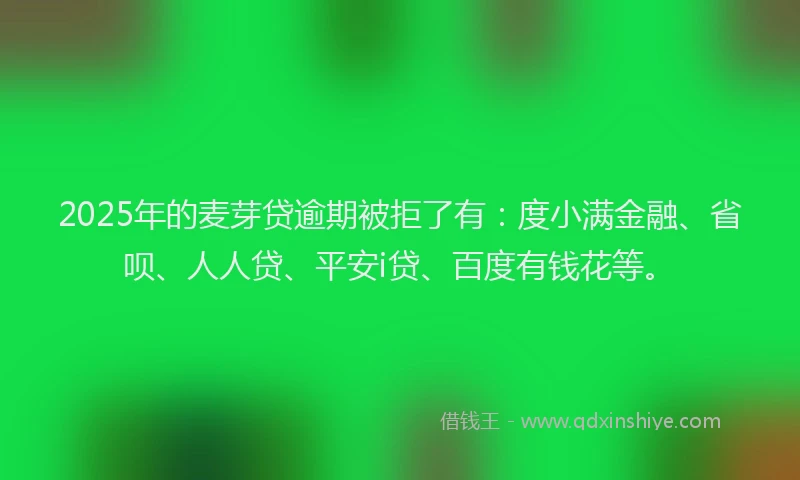 2025年的麦芽贷逾期被拒了有：度小满金融、省呗、人人贷、平安i贷、百度有钱花等。