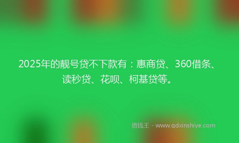 2025年的靓号贷不下款有：惠商贷、360借条、读秒贷、花呗、柯基贷等。