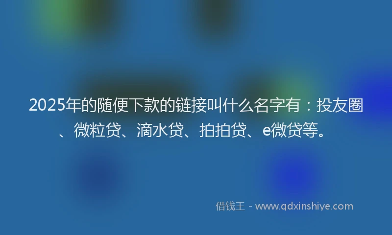 2025年的随便下款的链接叫什么名字有：投友圈、微粒贷、滴水贷、拍拍贷、e微贷等。