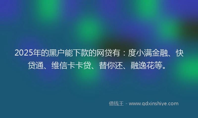 2025年的黑户能下款的网贷有：度小满金融、快贷通、维信卡卡贷、替你还、融逸花等。