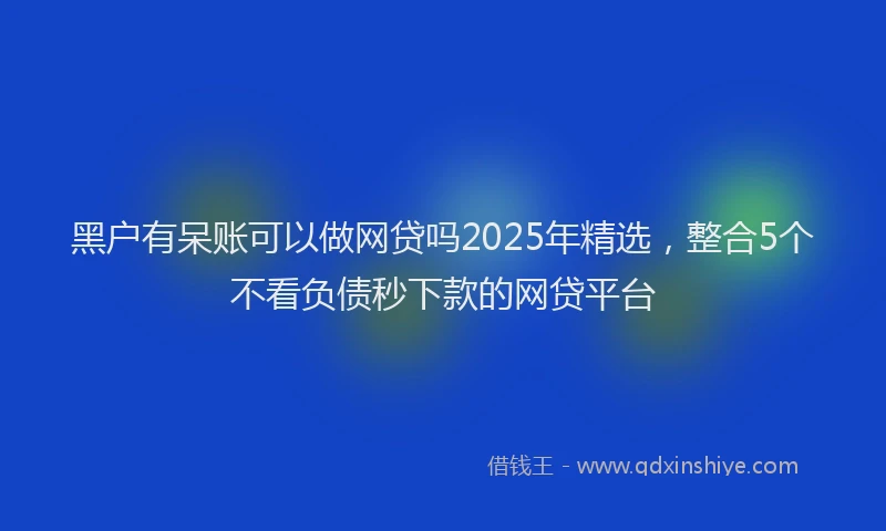 黑户有呆账可以做网贷吗2025年精选，整合5个不看负债秒下款的网贷平台