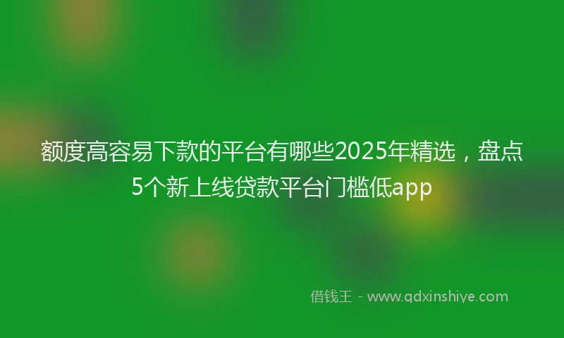 额度高容易下款的平台有哪些2025年精选，盘点5个新上线贷款平台门槛低app