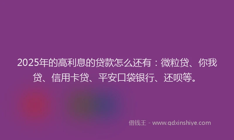 2025年的高利息的贷款怎么还有：微粒贷、你我贷、信用卡贷、平安口袋银行、还呗等。