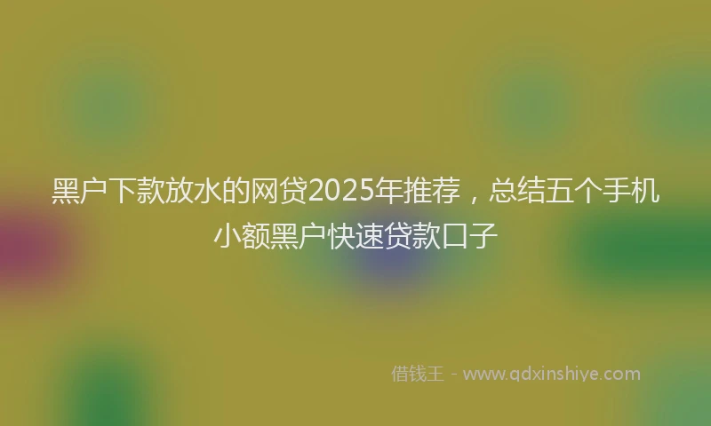 黑户下款放水的网贷2025年推荐，总结五个手机小额黑户快速贷款口子