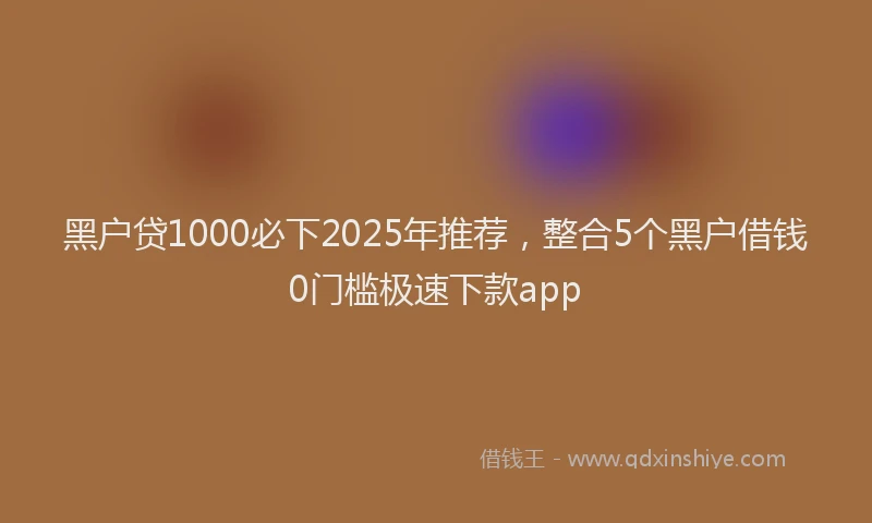黑户贷1000必下2025年推荐，整合5个黑户借钱0门槛极速下款app