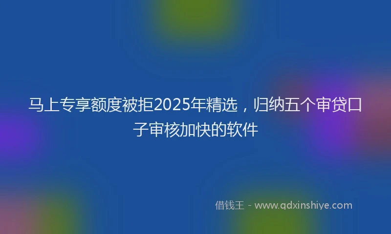 马上专享额度被拒2025年精选，归纳五个审贷口子审核加快的软件