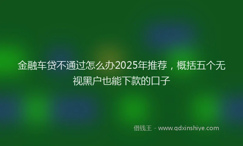 金融车贷不通过怎么办2025年推荐，概括五个无视黑户也能下款的口子